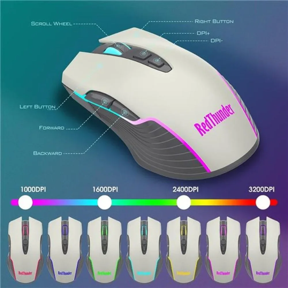 K10 Wireless Gaming Keyboard and Mouse Combo, LED Backlit Rechargeable 3800mAh